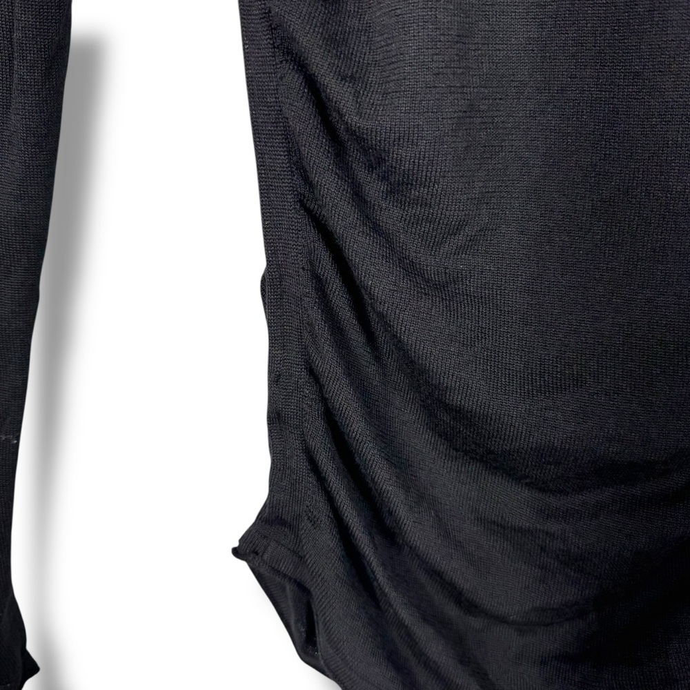Theory Open Neck Shirred Wool Blend Sweater, Black, Size Medium - Picture 10 of 13